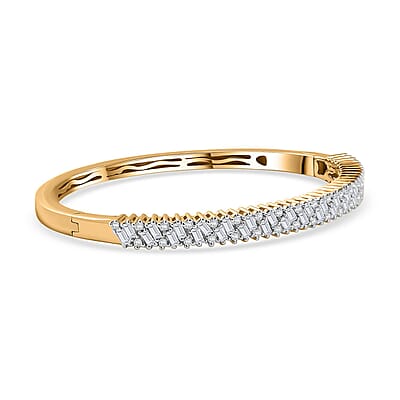 D'Joy Moissanite 2.90 ctw Bangle Bracelet in 18K Vermeil Yellow Gold Over Sterling Silver (7.25 In) 