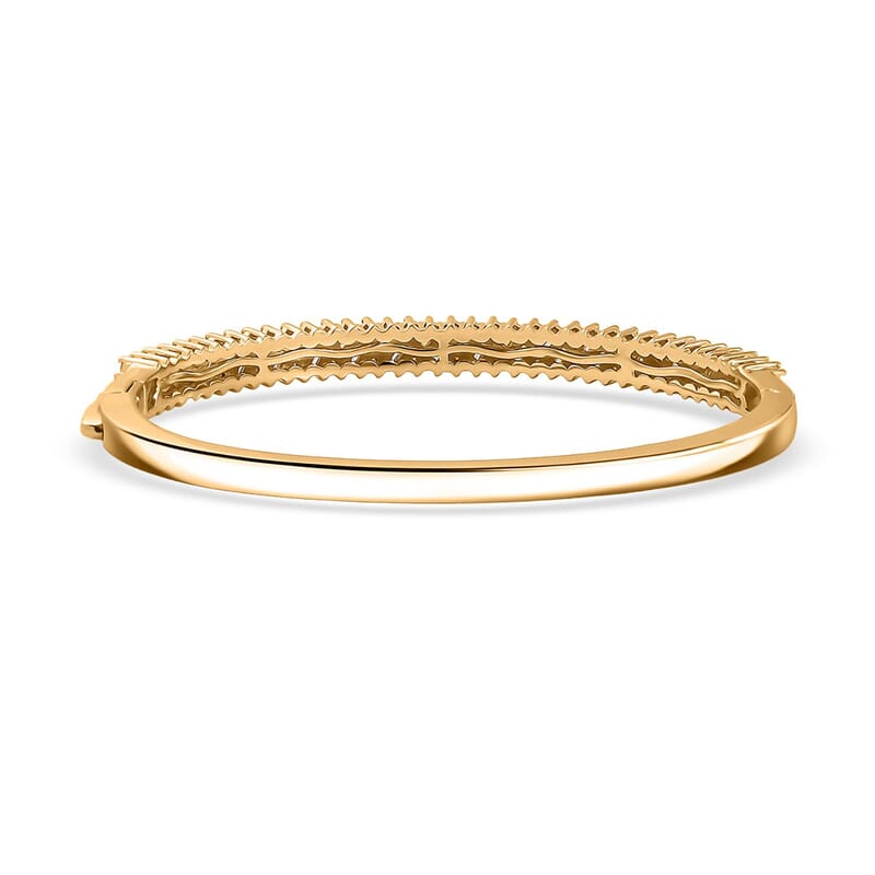 D'Joy Moissanite 2.90 ctw Bangle Bracelet in 18K Vermeil Yellow Gold Over Sterling Silver (7.25 In) 