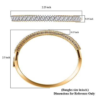 D'Joy Moissanite 2.90 ctw Bangle Bracelet in 18K Vermeil Yellow Gold Over Sterling Silver (7.25 In) 