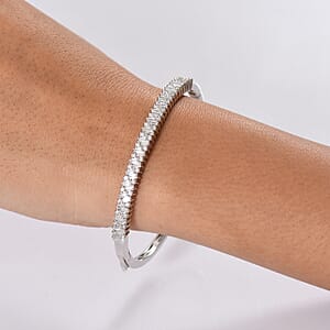 D'Joy Moissanite 2.90 ctw Bangle Bracelet in Rhodium Over Sterling Silver (7.25 In) 