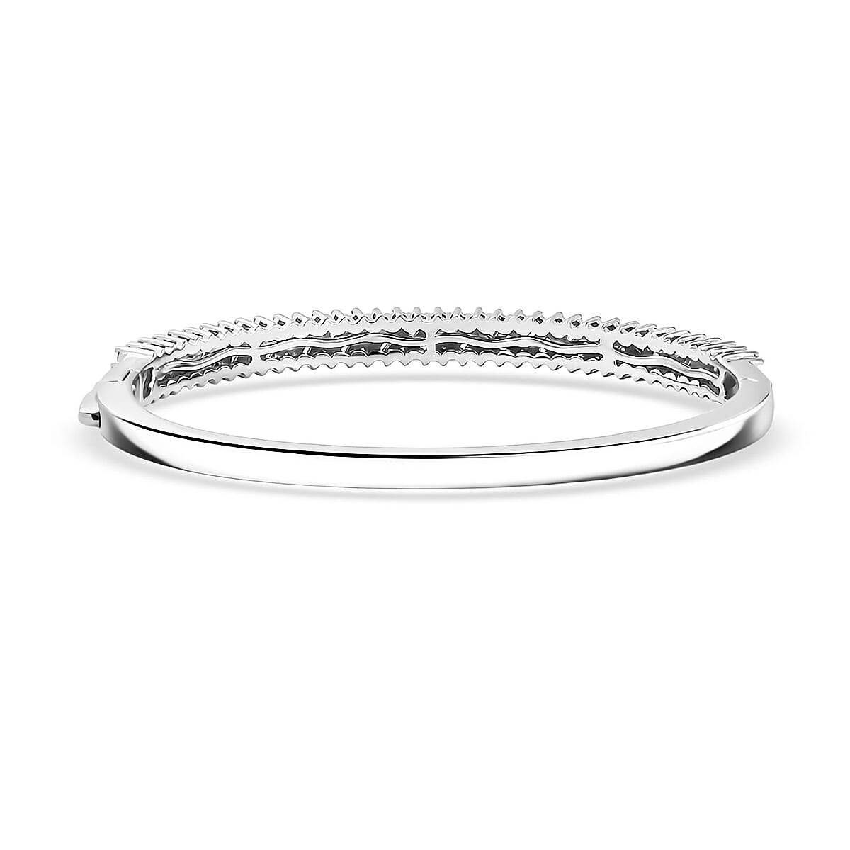 D'Joy Moissanite 2.90 ctw Bangle Bracelet in Rhodium Over Sterling Silver (7.25 In)  image number 4