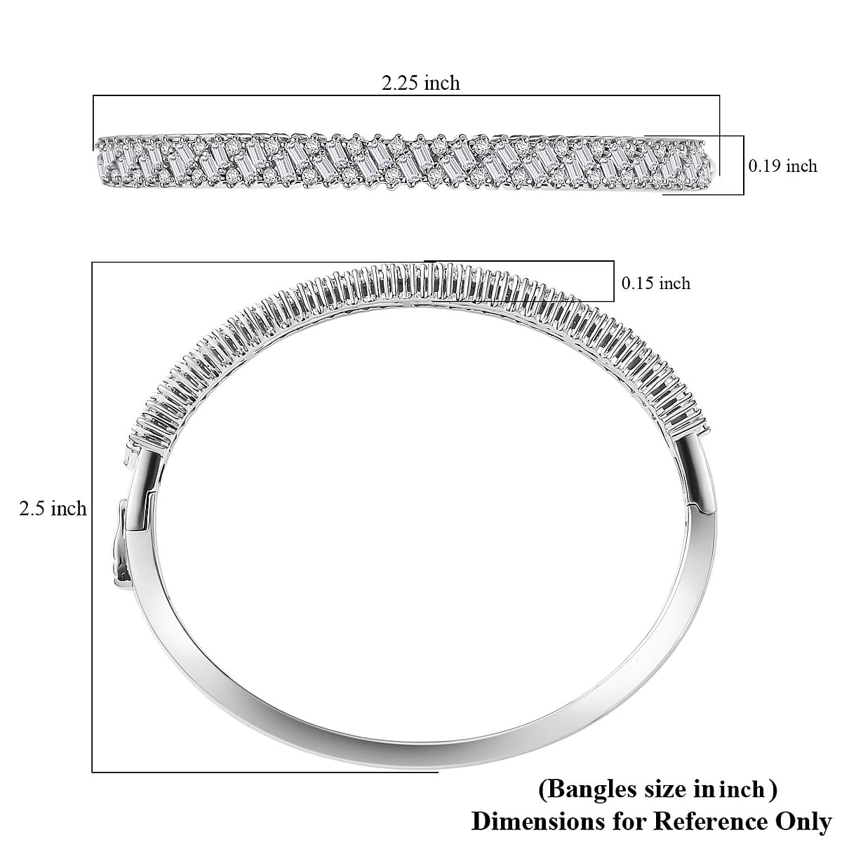 D'Joy Moissanite 2.90 ctw Bangle Bracelet in Rhodium Over Sterling Silver (7.25 In)  image number 5