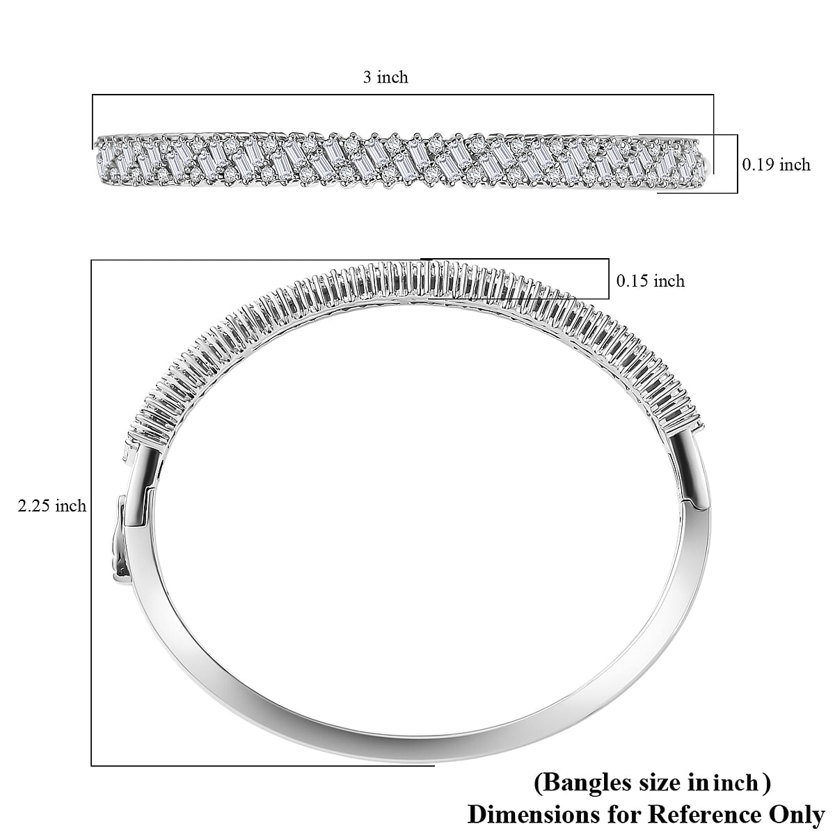 D'Joy Moissanite 2.20 ctw Bangle Bracelet in Rhodium Over Sterling Silver (6.50 In)   image number 5