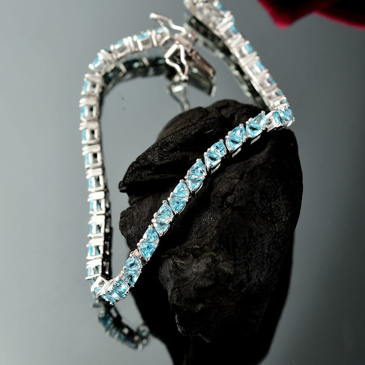 D'Joy Betroka Blue Apatite 7.35 ctw Ocean Prism Bracelet in Rhodium Over Sterling Silver (7.25 In) image number 1