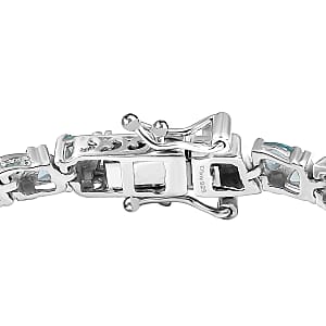 D'Joy Betroka Blue Apatite 7.35 ctw Ocean Prism Bracelet in Rhodium Over Sterling Silver (7.25 In)