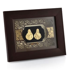 24K Yellow Gold Foil Mother Mary and Jesus Exhibit Wall Decor Frame