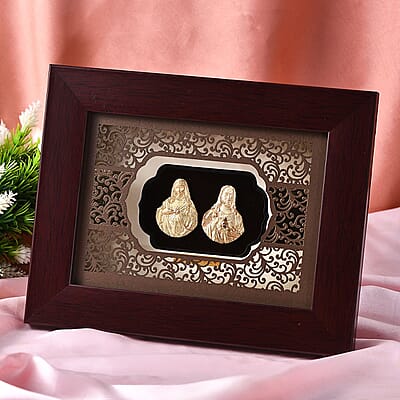 24K Yellow Gold Foil Mother Mary and Jesus Exhibit Wall Decor Frame