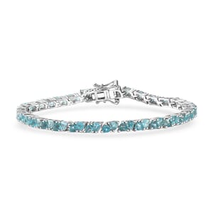 D'Joy Betroka Blue Apatite 7.35 ctw Ocean Prism Bracelet in Rhodium Over Sterling Silver (7.25 In)