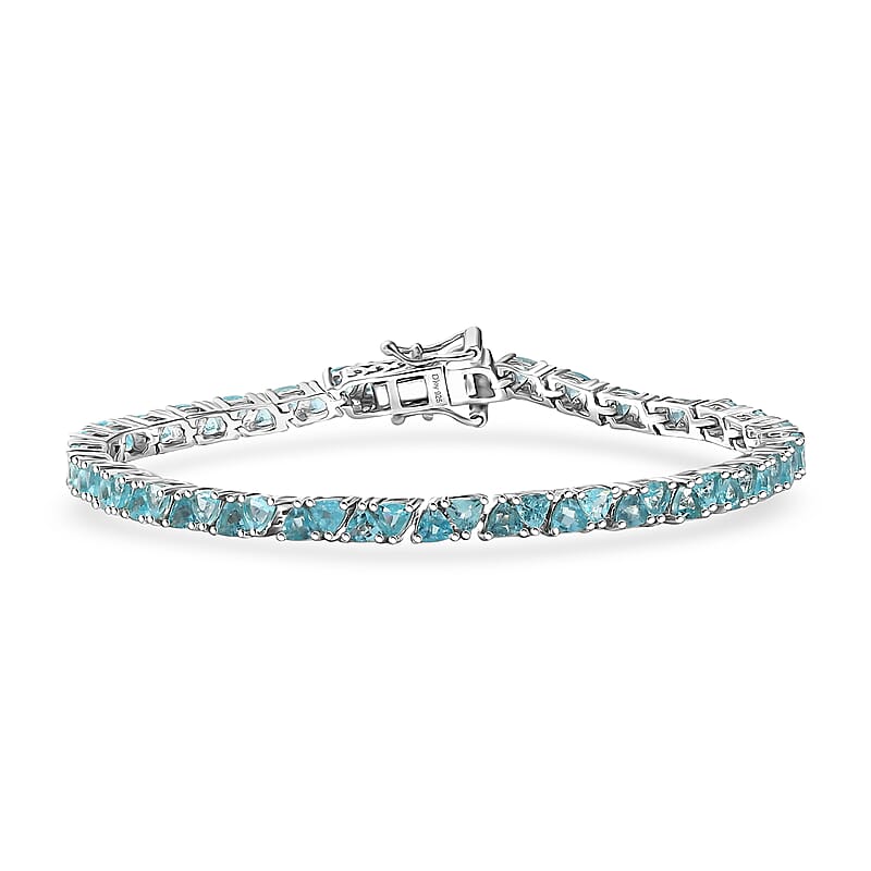 D'Joy Betroka Blue Apatite 7.35 ctw Ocean Prism Bracelet in Rhodium Over Sterling Silver (7.25 In)