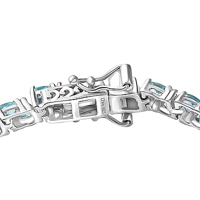 D'Joy Betroka Blue Apatite 7.35 ctw Ocean Prism Bracelet in Rhodium Over Sterling Silver (7.25 In)