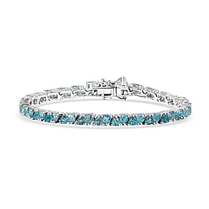 D'Joy Betroka Blue Apatite 6.40 ctw Ocean Prism Bracelet in Rhodium Over Sterling Silver (6.50 In)