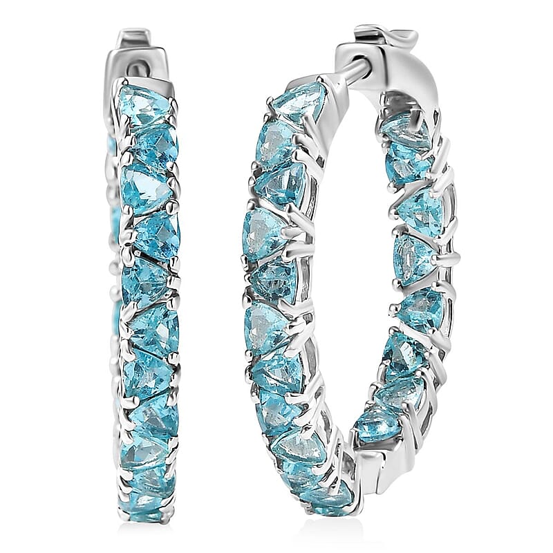 D'Joy Betroka Blue Apatite 4.50 ctw Ocean Prism Earrings in Rhodium Over Sterling Silver