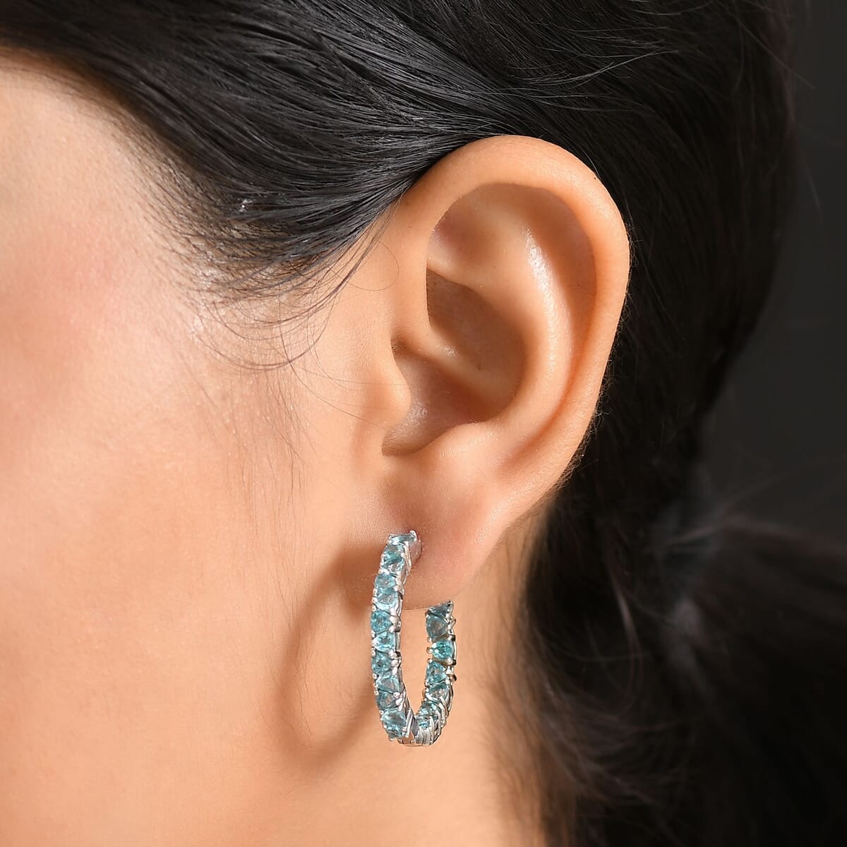D'Joy Betroka Blue Apatite 4.50 ctw Ocean Prism Earrings in Rhodium Over Sterling Silver image number 2