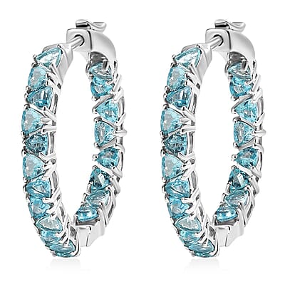 D'Joy Betroka Blue Apatite 4.50 ctw Ocean Prism Earrings in Rhodium Over Sterling Silver