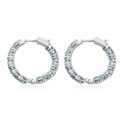 D'Joy Betroka Blue Apatite 4.50 ctw Ocean Prism Earrings in Rhodium Over Sterling Silver