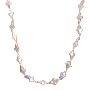 Fresh Water Pearl Necklace in 18K Vermeil Yellow Gold Over Sterling Silver 18 Inches