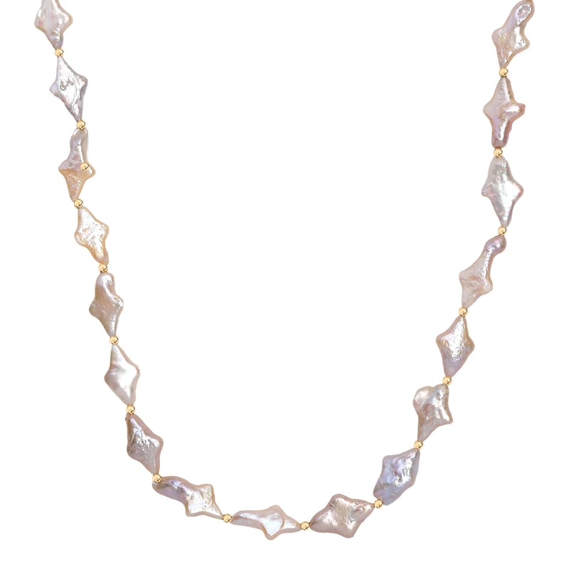 Fresh Water Pearl Necklace in 18K Vermeil Yellow Gold Over Sterling Silver 18 Inches