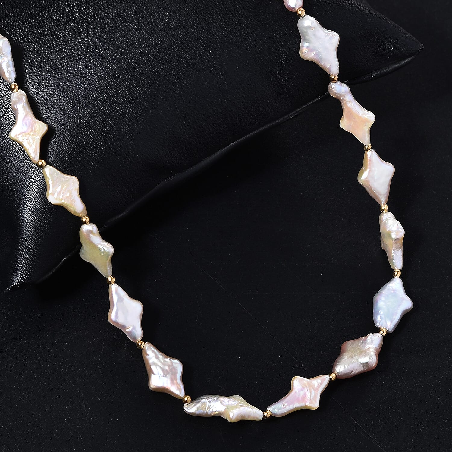 Fresh Water Pearl Necklace in 18K Vermeil Yellow Gold Over Sterling Silver 18 Inches