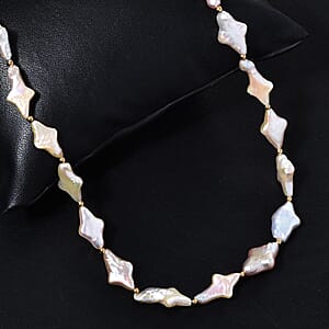 Fresh Water Pearl Necklace in 18K Vermeil Yellow Gold Over Sterling Silver 18 Inches