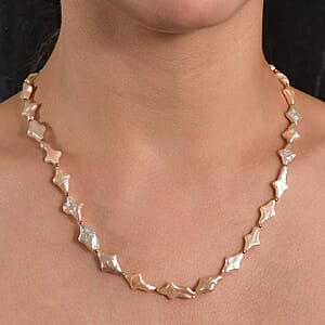 Fresh Water Pearl Necklace in 18K Vermeil Yellow Gold Over Sterling Silver 18 Inches