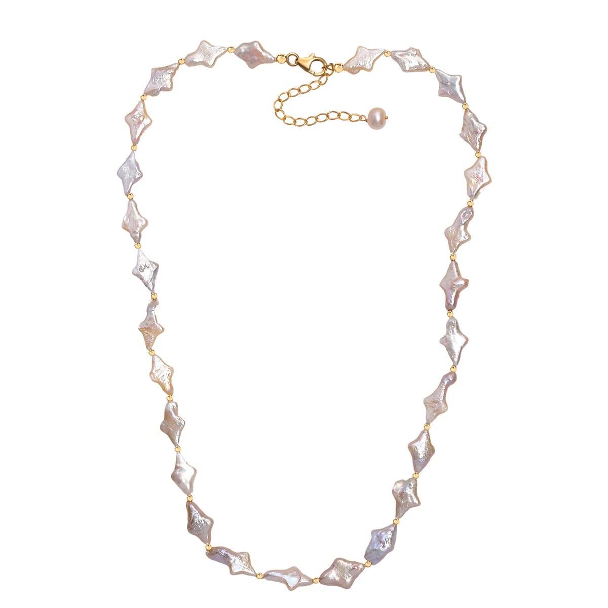 Fresh Water Pearl Necklace in 18K Vermeil Yellow Gold Over Sterling Silver 18 Inches image number 3