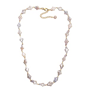 Fresh Water Pearl Necklace in 18K Vermeil Yellow Gold Over Sterling Silver 18 Inches