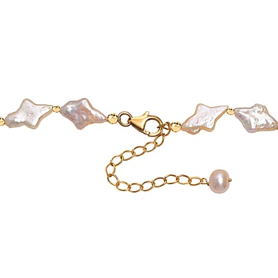 Fresh Water Pearl Necklace in 18K Vermeil Yellow Gold Over Sterling Silver 18 Inches