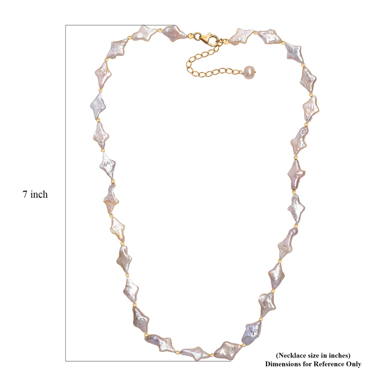 Fresh Water Pearl Necklace in 18K Vermeil Yellow Gold Over Sterling Silver 18 Inches image number 5