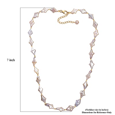 Fresh Water Pearl Necklace in 18K Vermeil Yellow Gold Over Sterling Silver 18 Inches
