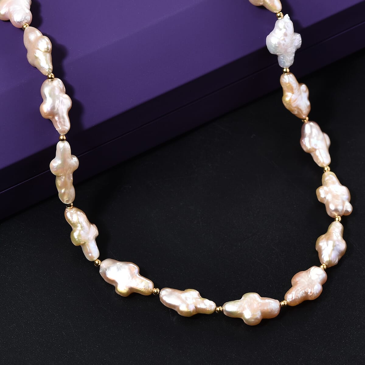 Fresh Water Pearl Necklace in 18K Vermeil Yellow Gold Over Sterling Silver 18 Inches image number 1