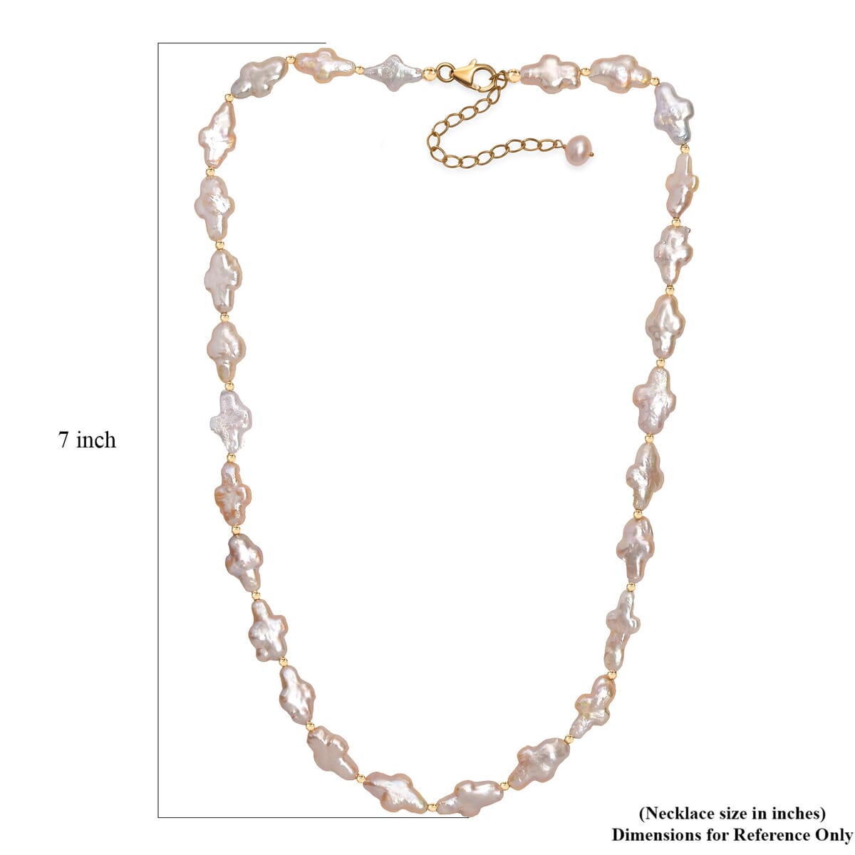 Fresh Water Pearl Necklace in 18K Vermeil Yellow Gold Over Sterling Silver 18 Inches image number 5