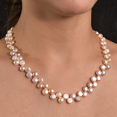 Multi Color Freshwater Pearl Necklace in 18K Vermeil Yellow Gold Over Sterling Silver 18 Inches