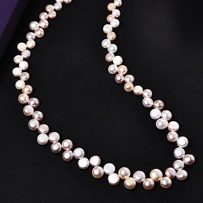 Multi Color Freshwater Pearl Necklace in 18K Vermeil Yellow Gold Over Sterling Silver 18 Inches