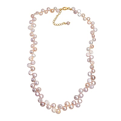 Multi Color Freshwater Pearl Necklace in 18K Vermeil Yellow Gold Over Sterling Silver 18 Inches