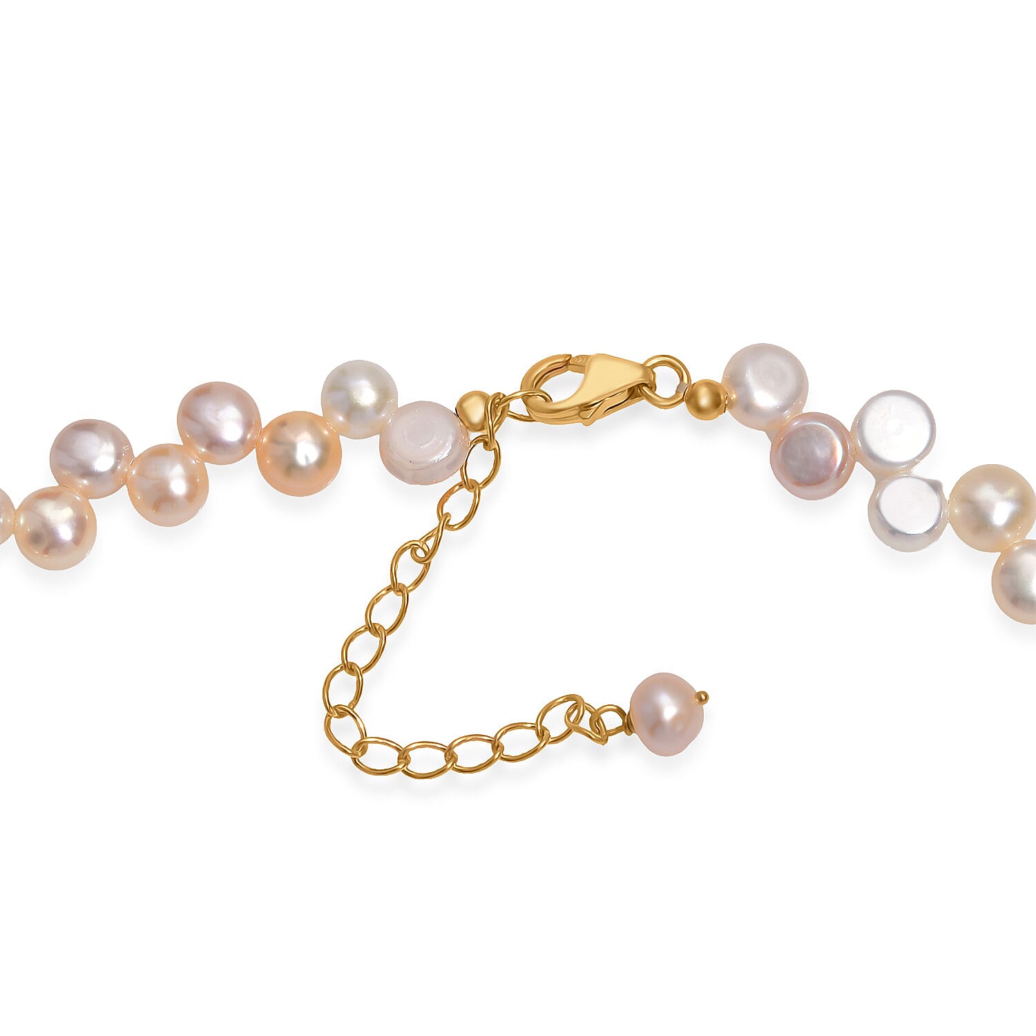 Multi Color Freshwater Pearl Necklace in 18K Vermeil Yellow Gold Over Sterling Silver 18 Inches