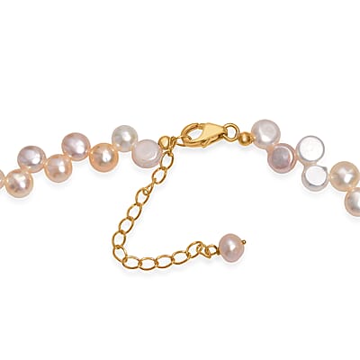 Multi Color Freshwater Pearl Necklace in 18K Vermeil Yellow Gold Over Sterling Silver 18 Inches
