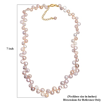 Multi Color Freshwater Pearl Necklace in 18K Vermeil Yellow Gold Over Sterling Silver 18 Inches