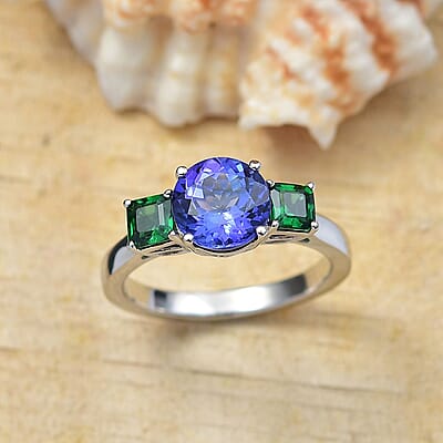 Certified & Appraised Rhapsody AAAA Tanzanite and Tsavorite Garnet 2.86 ctw Ring in 950 Platinum (Size 10.0) 5.86 Grams