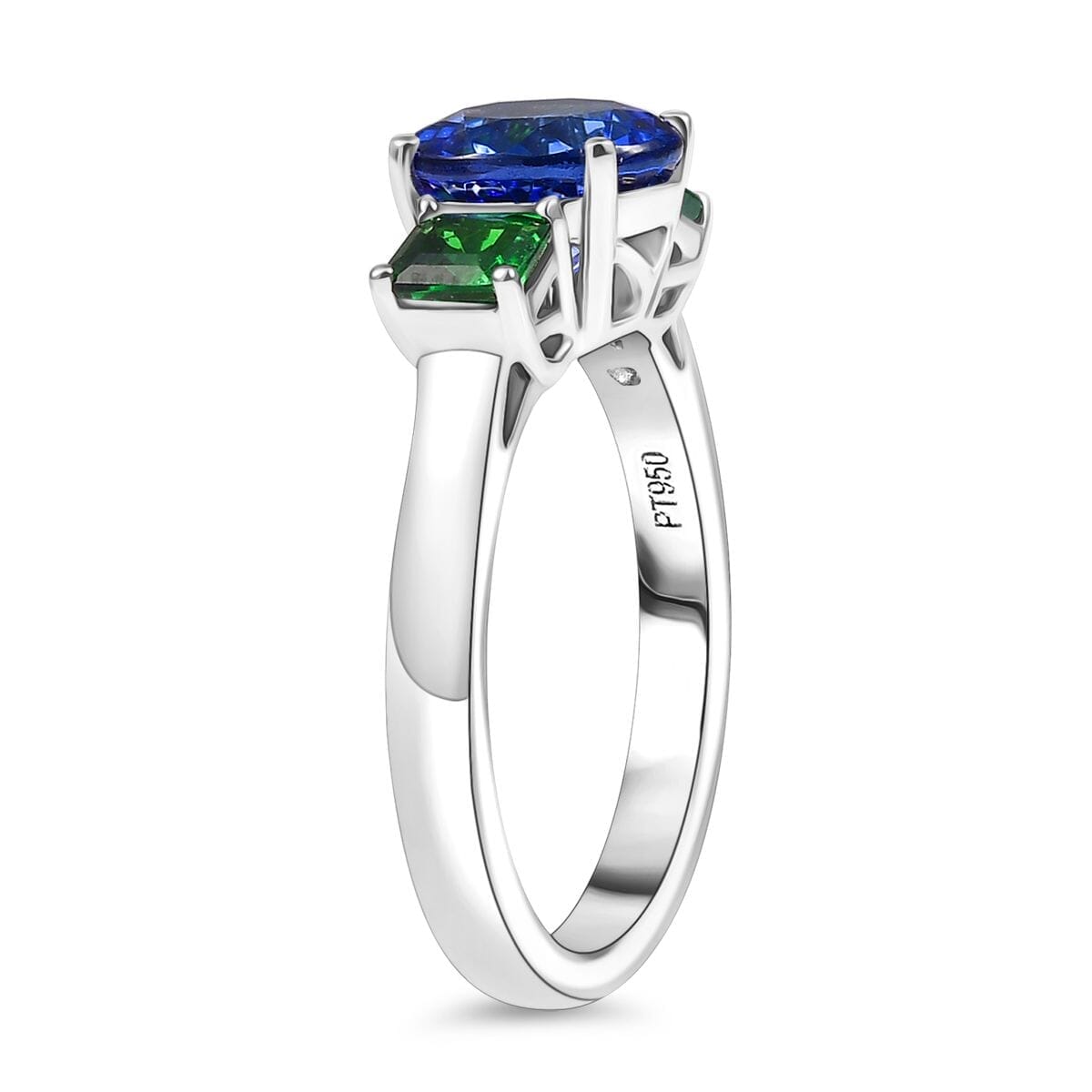 Certified & Appraised Rhapsody AAAA Tanzanite and Tsavorite Garnet 2.86 ctw Ring in 950 Platinum (Size 10.0) 5.86 Grams image number 3