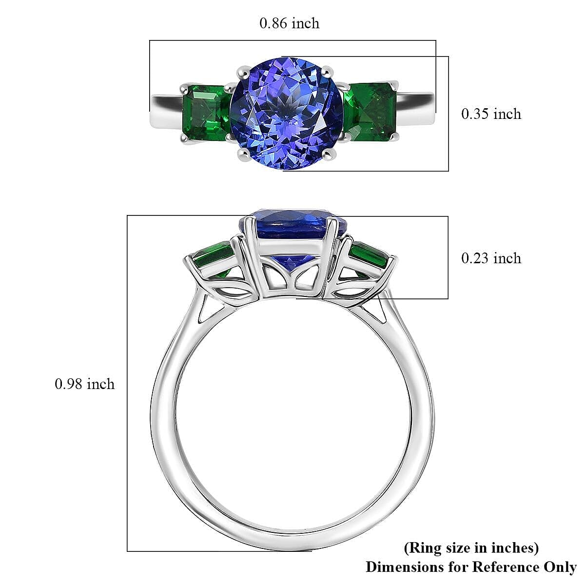 Certified & Appraised Rhapsody AAAA Tanzanite and Tsavorite Garnet 2.86 ctw Ring in 950 Platinum (Size 10.0) 5.86 Grams