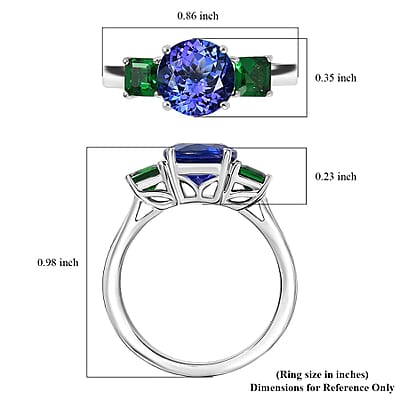 Certified & Appraised Rhapsody AAAA Tanzanite and Tsavorite Garnet 2.86 ctw Ring in 950 Platinum (Size 10.0) 5.86 Grams