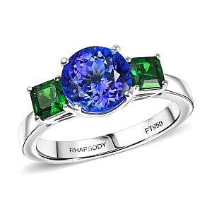 Certified & Appraised Rhapsody AAAA Tanzanite and Tsavorite Garnet 2.86 ctw Ring in 950 Platinum (Size 6.0) 5.86 Grams