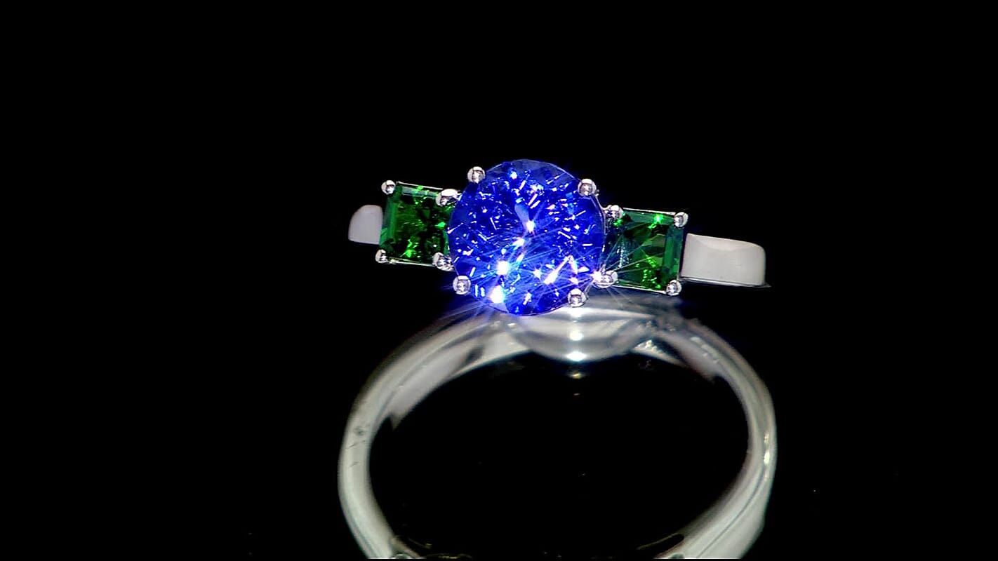 TLV Certified & Appraised Rhapsody 950 Platinum AAAA Tanzanite, Tsavorite Garnet Ring (Size 10.0) 2.86 ctw