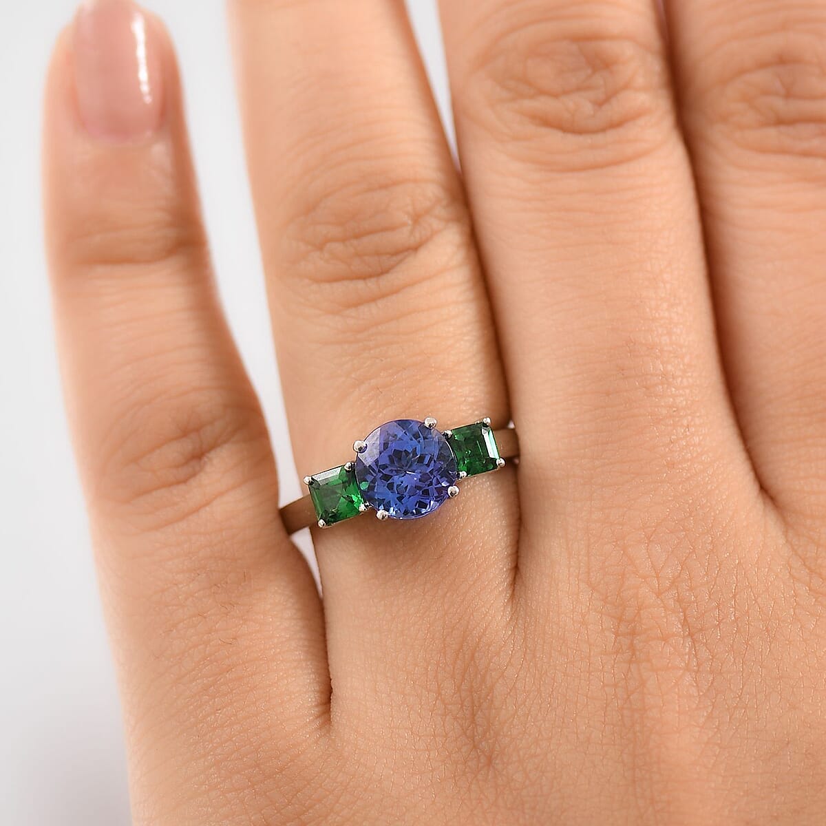 Certified & Appraised Rhapsody AAAA Tanzanite and Tsavorite Garnet 2.86 ctw Ring in 950 Platinum (Size 8.0) 5.86 Grams image number 2