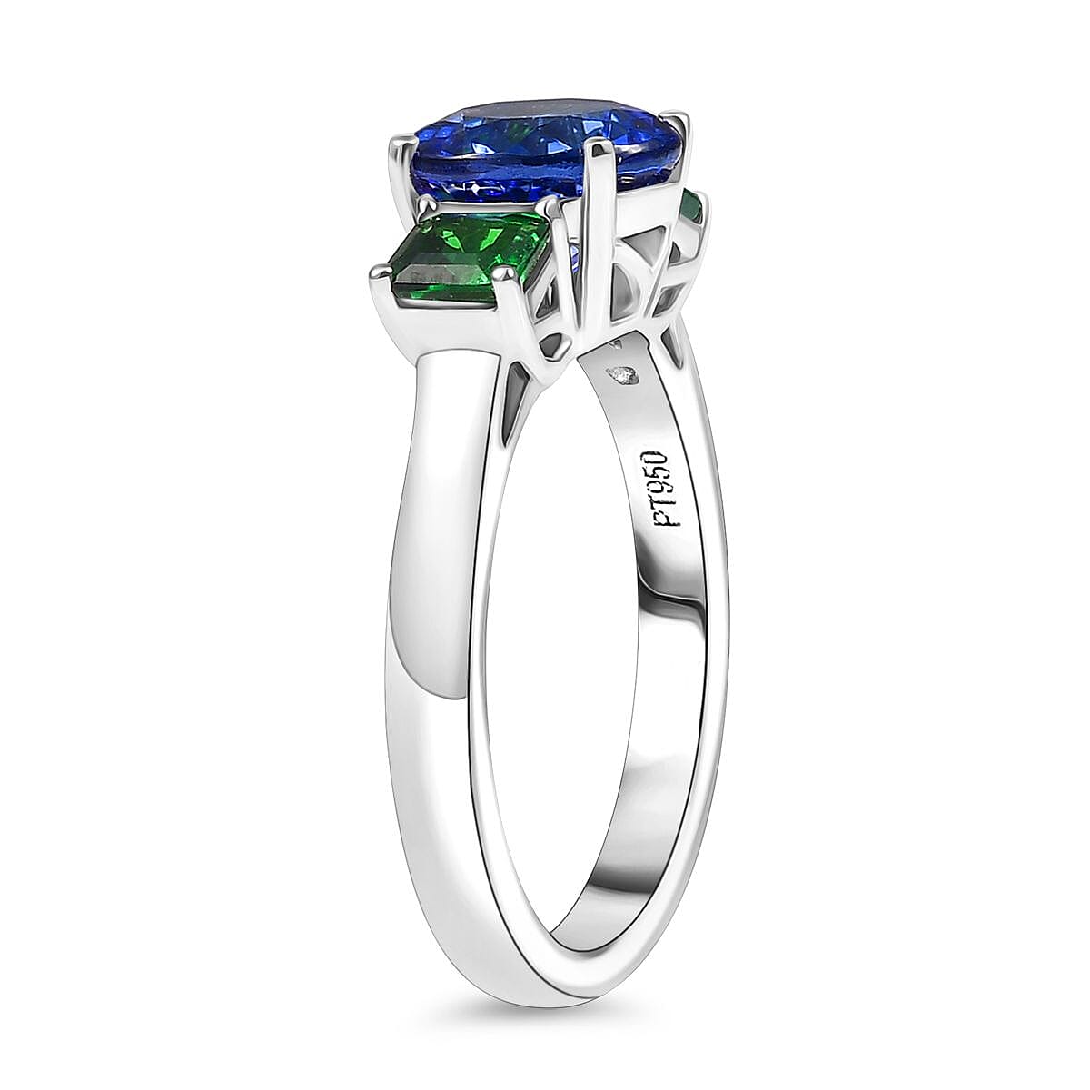 Certified & Appraised Rhapsody AAAA Tanzanite and Tsavorite Garnet 2.86 ctw Ring in 950 Platinum (Size 8.0) 5.86 Grams image number 3