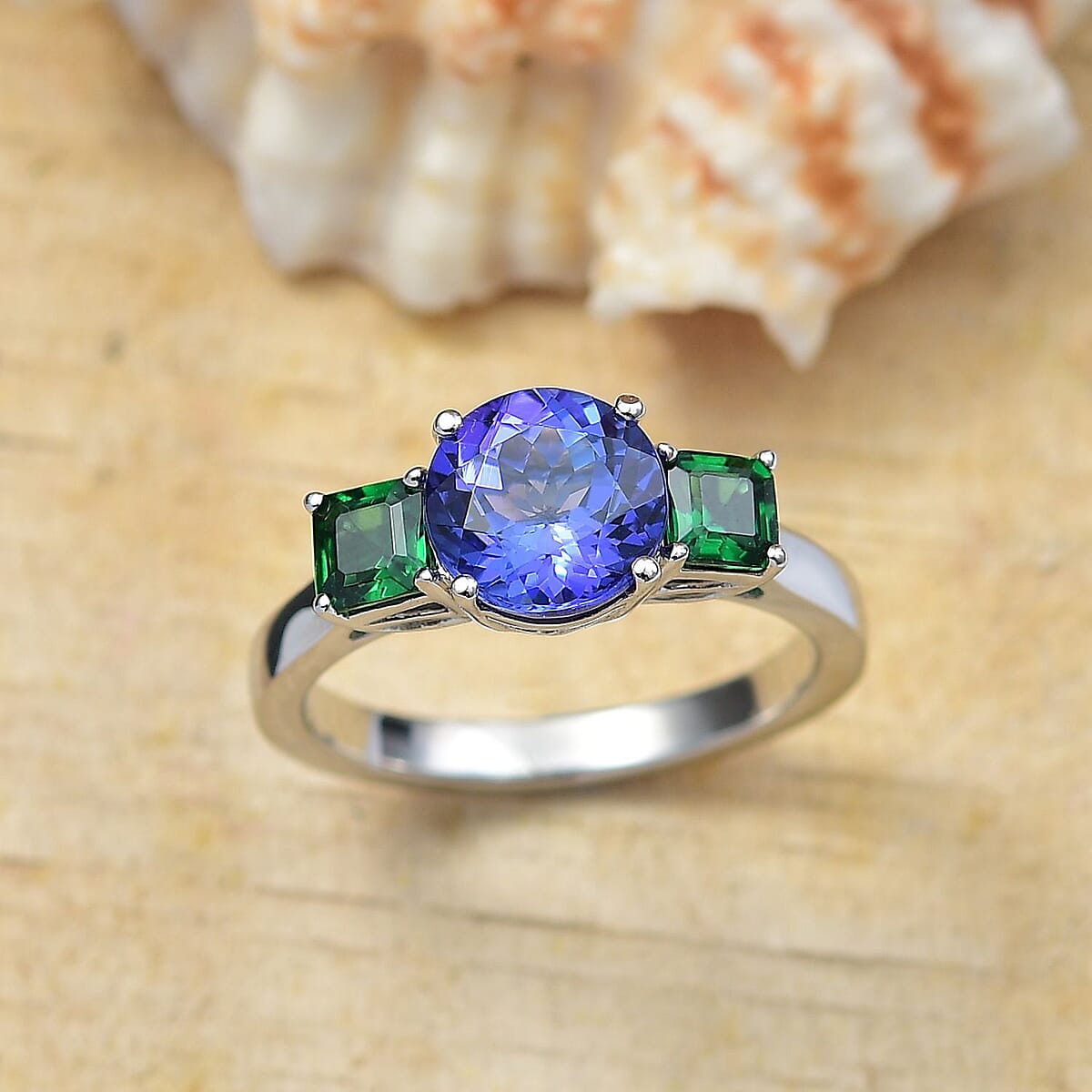 Certified & Appraised Rhapsody AAAA Tanzanite and Tsavorite Garnet 2.86 ctw Ring in 950 Platinum (Size 9.0) 5.86 Grams image number 1