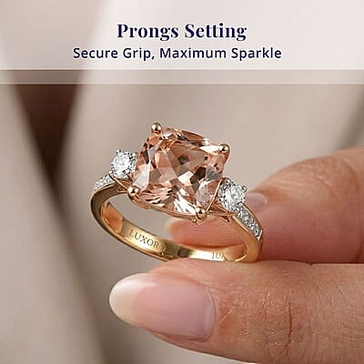 Certified & Appraised Luxoro AAA Marropino Morganite and G-H I2 Diamond 3.06 ctw Ring in 10K Rose Gold (Size 10.0)
