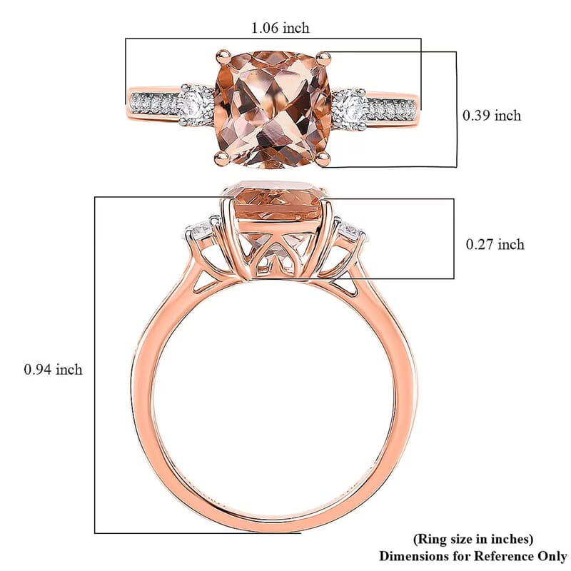 Certified & Appraised Luxoro AAA Marropino Morganite and G-H I2 Diamond 3.06 ctw Ring in 10K Rose Gold (Size 10.0)