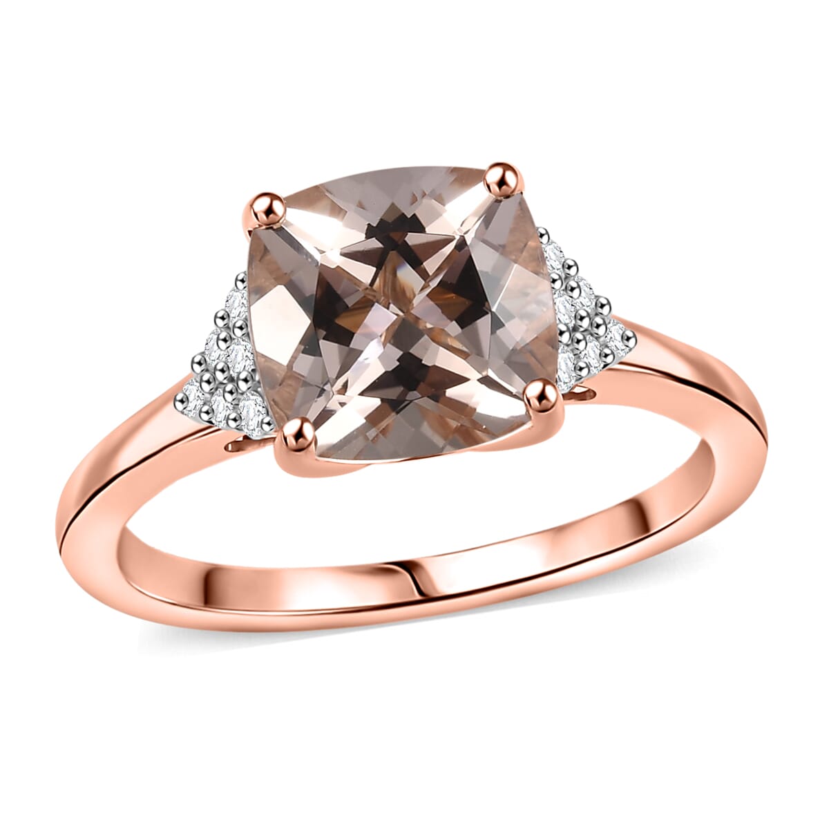 Certified & Appraised Luxoro 10K Rose Gold AAA Marropino Morganite, Diamond (G-H, I2) Ring (Size 10.0) (Del. in 10-15 Days) 3.21 ctw image number 0