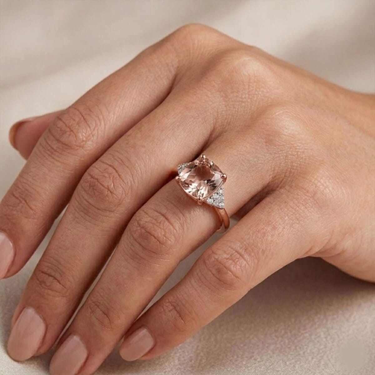 Certified & Appraised Luxoro 10K Rose Gold AAA Marropino Morganite, Diamond (G-H, I2) Ring (Size 10.0) (Del. in 10-15 Days) 3.21 ctw image number 1